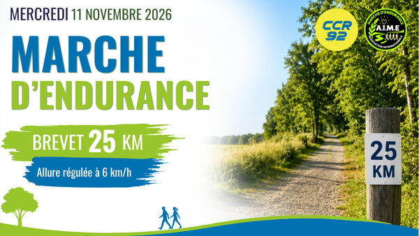 Flyer Marche d'endurance CCR92 - A.I.M.E - 11 novembre 2026 à Clamart